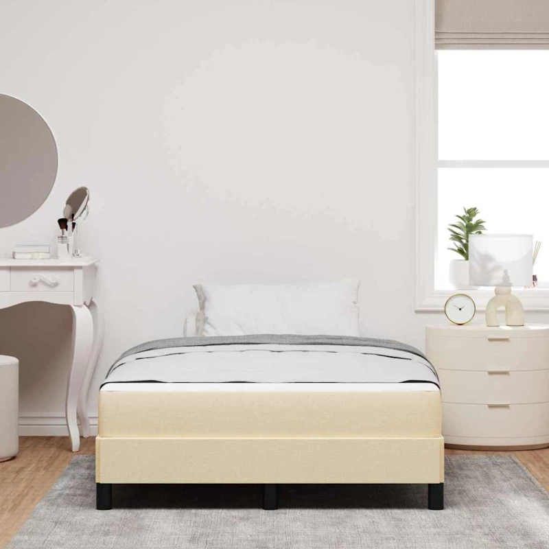 vidaXL Κρεβάτι με ελατήρια με στρώμα Κρεμ 140 x 190 cm ύφασμα