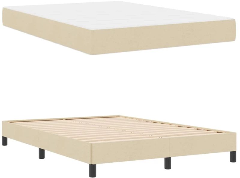 vidaXL Κρεβάτι με ελατήρια με στρώμα Κρεμ 140 x 190 cm ύφασμα