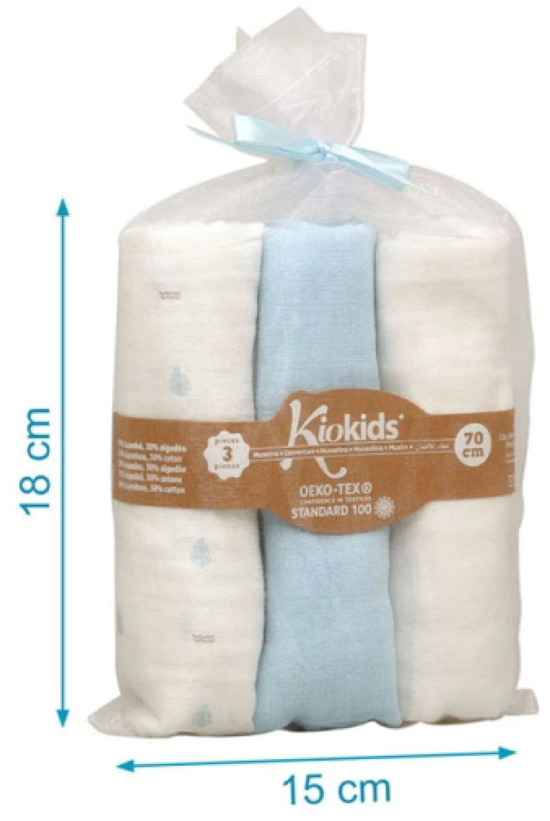 Kiokids Μουσελίνες Bamboo Σετ 3τεμ. Petit Ciel 70x70εκ