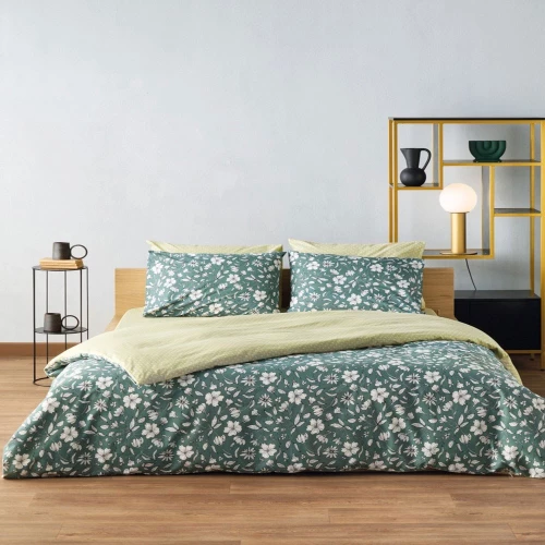 Παπλωματοθήκη Blans 36 (Σετ 3τμχ) Green-White Kentia Υπέρδιπλo 225x245cm 100% Βαμβάκι