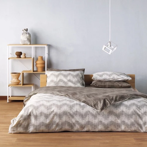 Σεντόνια Galone 04 (Σετ 4τμχ) Brown-White Kentia Υπέρδιπλo 240x270cm 100% Βαμβάκι