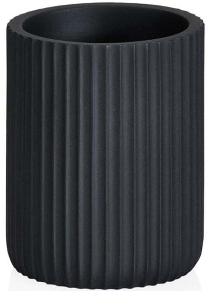 Ποτηροθήκη Stripes AH-BA69223 Φ7x9,5cm Black Andrea House Πολυρεσίνη