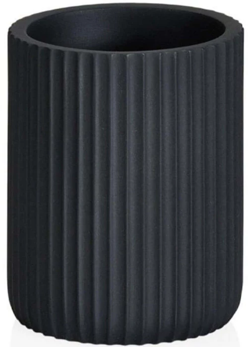 Ποτηροθήκη Stripes AH-BA69223 Φ7x9,5cm Black Andrea House Πολυρεσίνη