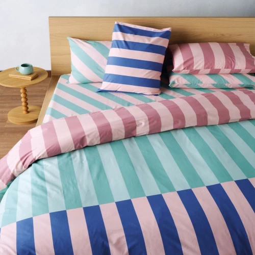 Παπλωματοθήκη Fiaba 14 (Σετ 3τμχ) Mint Green-Pink Kentia Υπέρδιπλo 225x245cm 100% Βαμβάκι