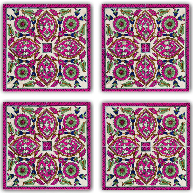 Σουβέρ (Σετ 4Τμχ) 366TYR1190 10x10x1cm Multi-Purple Hermia Πέτρα