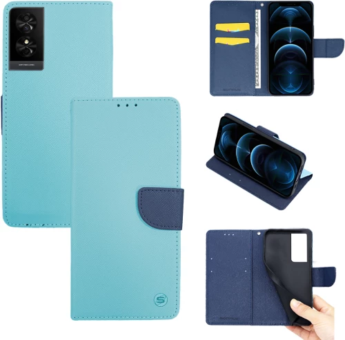 Θήκη Πορτοφόλι Sonique Trend Wallet TCL 50 SE / TCL 40 NxtPaper Σιέλ / Σκούρο Μπλε