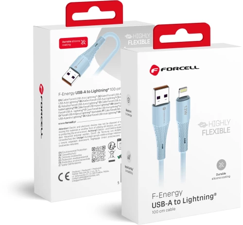 Forcell F-Energy C343 Cable Usb A To Lightning 2,4A 12W Silicone 1 M Blue