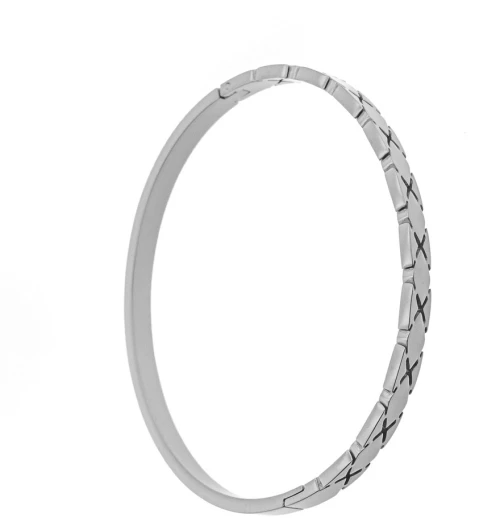 Βραχιόλι Ατσάλι Xειροπέδα Με Σχέδιο 2408091 Ασημί Ασημί