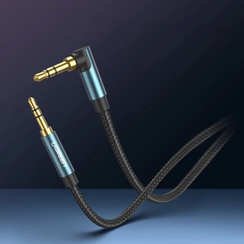 Ugreen angled AUX cable 2 x mini jack 3.5 mm 1m blue (AV112)
