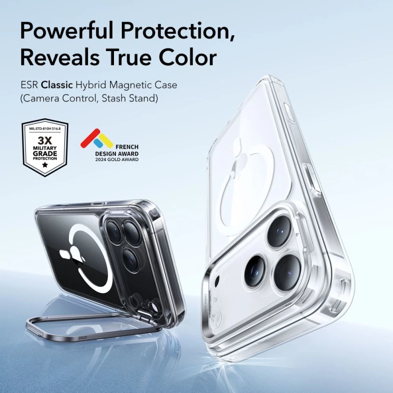 ESR Classic Hybrid Kickstand MagSafe Case for iPhone 17 Pro - Clear