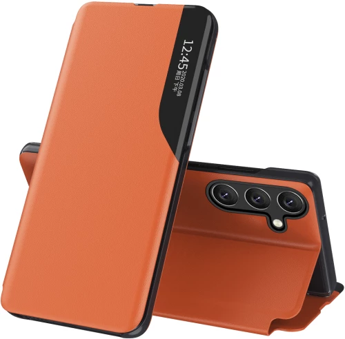 Eco Leather View Case elegant case with flap and stand function for Samsung Galaxy A56 - orange