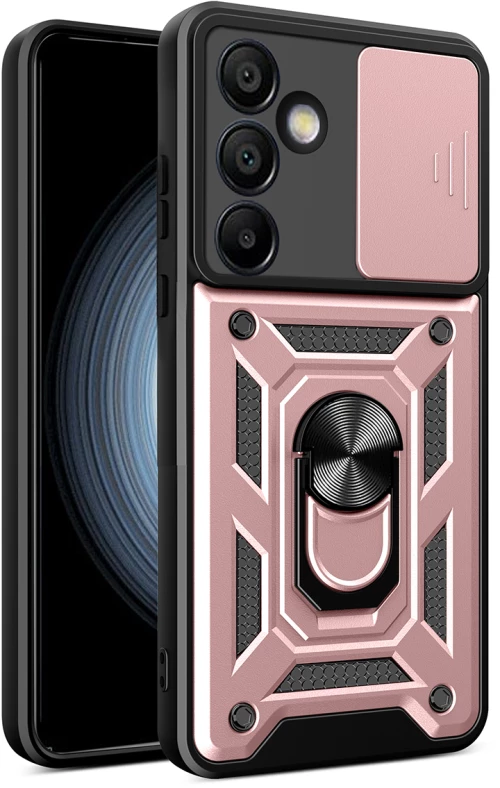 Hybrid Armor Camshield with Stand and Camera Cover for Samsung Galaxy A36 - Pink