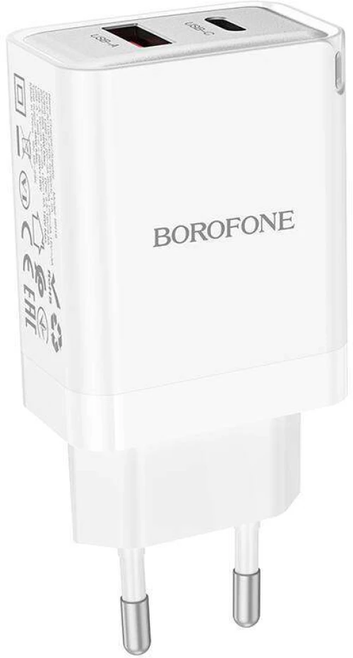 Borofone BN16 Φορτιστής PD 45W με Θύρα USB-A και Θύρα USB-C Λευκό