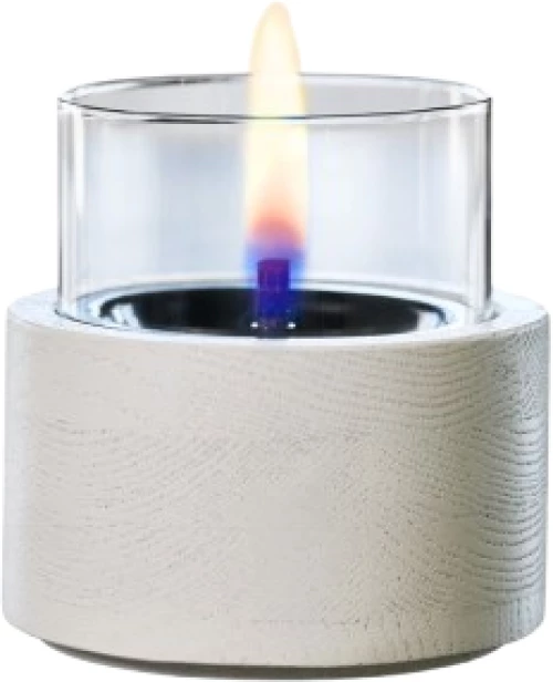 Lotus 12 ξύλινο διακοσμητικό κερί σε λευκή απόχρωση με εστία φωτιάς 12x13 εκ