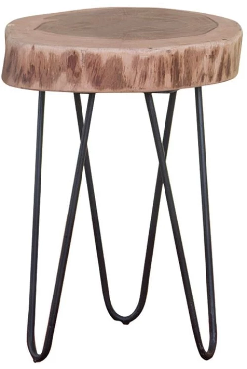 FUEGO Τραπεζάκι Σαλονιού Καθιστικού, Μέταλλο Βαφή Μαύρο, Ξύλο Ακακία Φυσικό