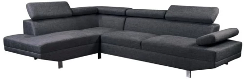 SECTOR Καναπές Σαλονιού Δεξιά Γωνία, Ανακλινόμενα Κεφαλάρια, Ύφασμα Ανθρακί
