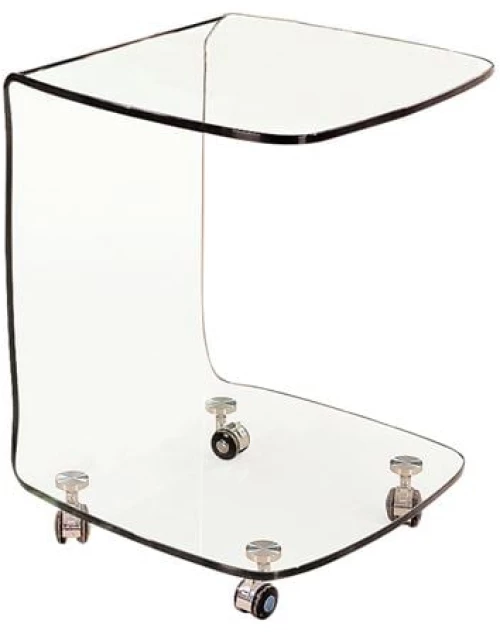 GLASSER Trolley Τραπεζάκι Βοηθητικό, Διάφανο Γυαλί 10mm