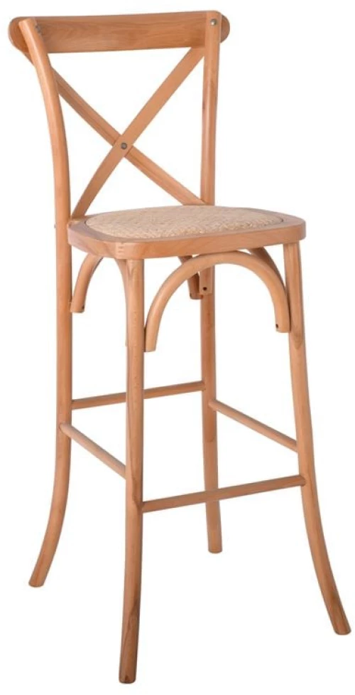 DESTINY Σκαμπό BAR, Ξύλο Οξιά Απόχρωση Φυσικό, Κάθισμα Ψάθα, Στοιβαζόμενο