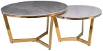 OTTO Set 2 Τραπεζάκια Σαλονιού , Χρώμιο Χρυσό, Sintered Stone Grey-White Marble