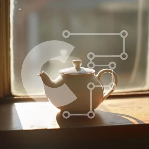 Intra Συλλεκτικό Ξύλινο Παζλ Plywood  4mm - Λευκή τσαγιέρα στο Windowsill με το φως του ήλιου Σε Ξύλινο Κουτί - Διαστάσεις: 10x10 cm – 25 κομμάτια