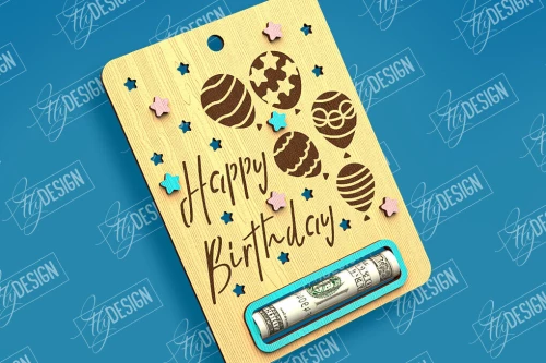 Intra απο ξύλο plywood 3mm-4mm πάχος Χρηματική κάρτα γενεθλίων | Ευχετήρια κάρτα |CNC Δίασταση 15x15 cm INTRAFABR-97083393