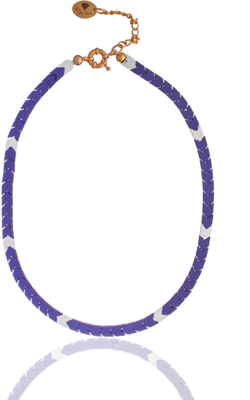 Purple/White Arrow Hematite Necklace - Lobster 925 Silver clasp (Recommended)