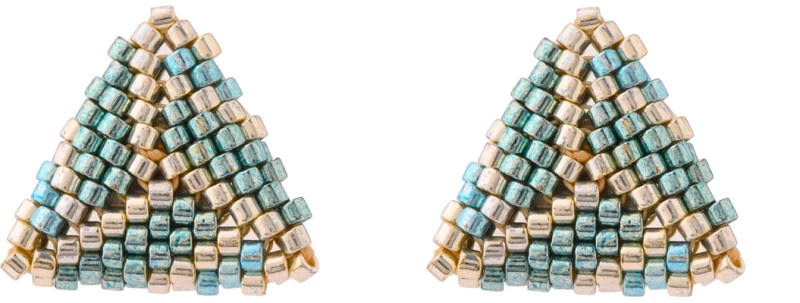Triangle Miyuki Braided Stud Earrings – Turquoise/Silver - 925 sterling silver rhodium or 24k gold plated (recommended)