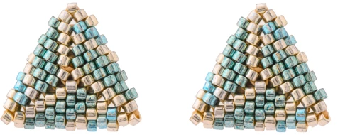 Triangle Miyuki Braided Stud Earrings – Turquoise/Silver - 925 sterling silver rhodium or 24k gold plated (recommended)