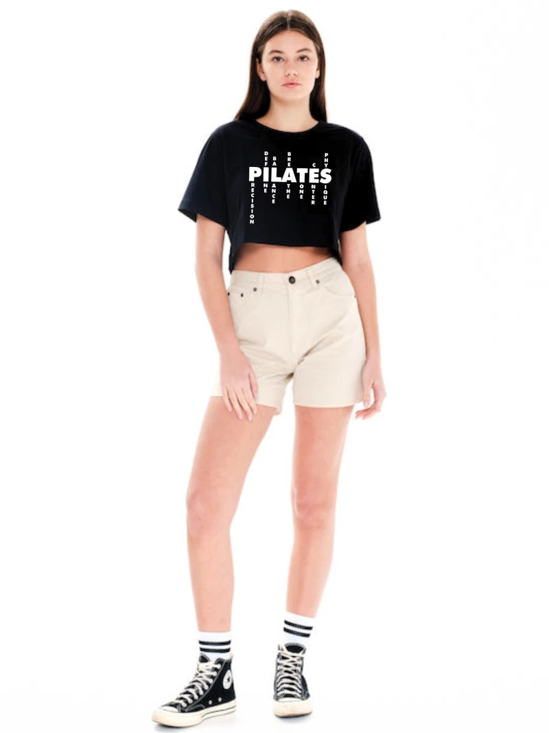 Μπλούζα Crop Pilates WCT533-Μαύρο