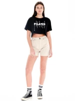 Μπλούζα Crop Pilates WCT533-Μαύρο