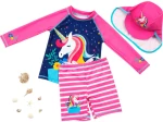 Blue-Pink Unicorn, Σετ Μαγιό και Καπέλο UPF50+ Queen Mother