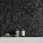 Ivy Space 23x30.5cm Πλακάκι Chevron Black Argo Γυαλιστερό