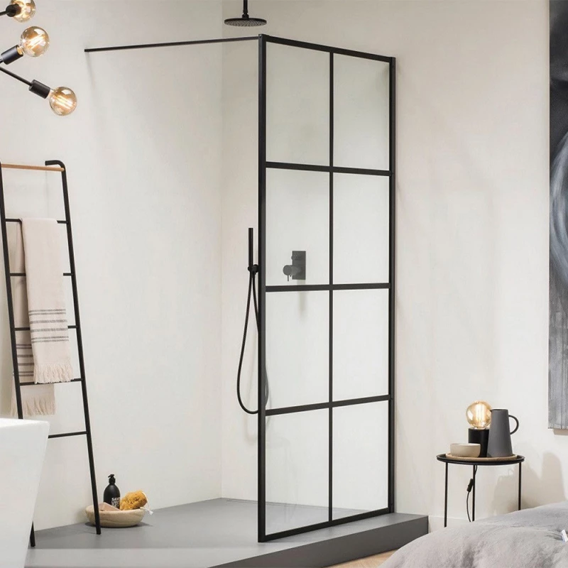 Orabella Windows Black matt 100 cm - Καμπίνα ελεύθερης τοποθέτησης με βραχίονα στήριξης τοίχου
