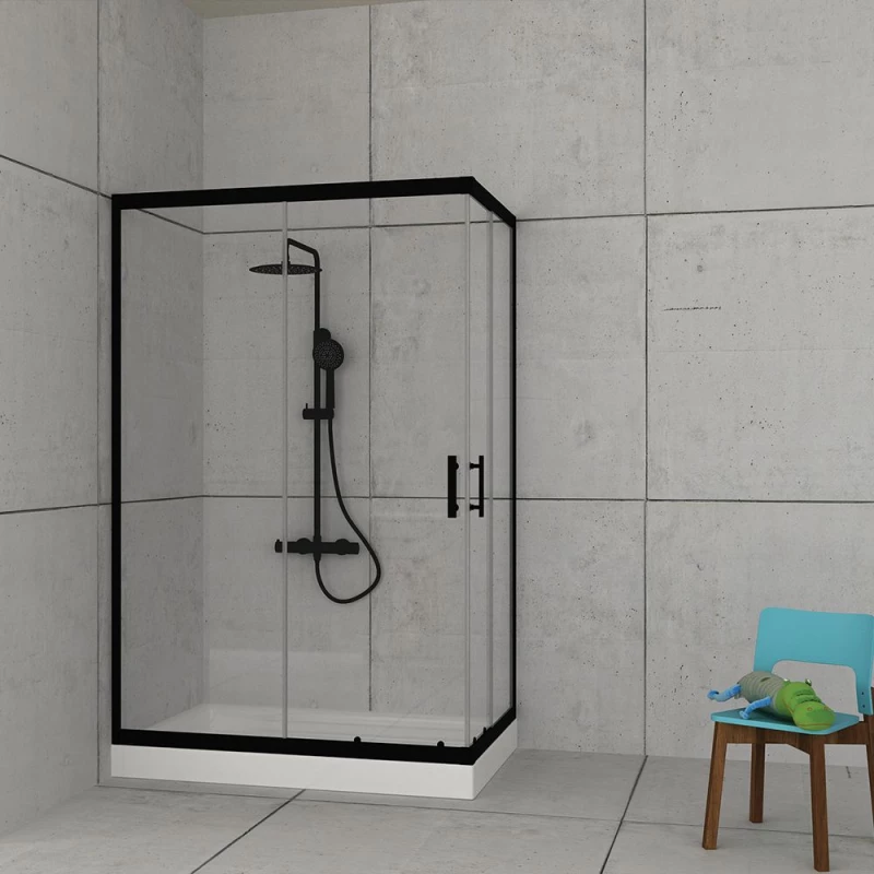 Orabella Stardust Easy Fix H200 Black matt 70X100 - Καμπίνα αντιστρέψιμη, ασύμμετρη