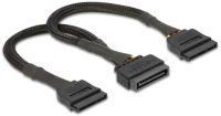 DELOCK καλώδιο SATA 15pin σε 2x SATA 15pin 60135, 0.25m, μαύρο