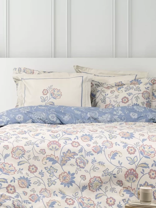 Σετ Σεντόνια Nivia Μπεζ, Μπλε Υπέρδιπλα λάστιχο (1 x 160x200+32 + 1 x 240x260 + 2 Μαξιλαροθήκες Oxford 4 πλευρών 52x72+5)