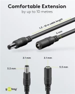 GOOBAY καλώδιο προέκτασης τροφοδοσίας 71400, 5.5x2.1mm, 10m, μαύρο