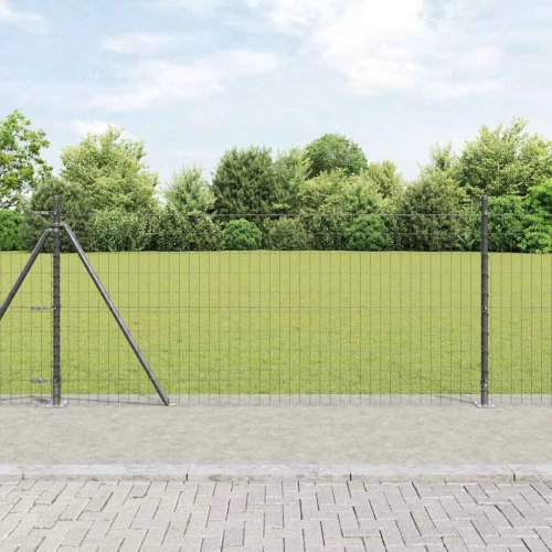 vidaXL Φράχτης με Στήλες. Γκρι 1 x 25 m Ατσάλι