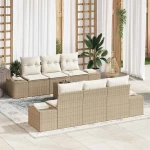 vidaXL Σετ Καναπέ Κήπου 8 pcs Μπεζ και Κρέμα συνθετικό ρατάν