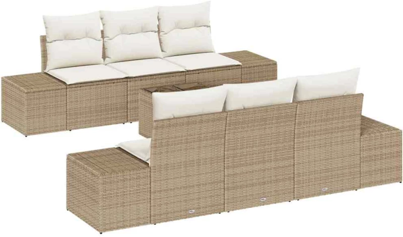 vidaXL Σετ Καναπέ Κήπου 8 pcs Μπεζ και Κρέμα συνθετικό ρατάν