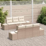 vidaXL Σετ Καναπέ Κήπου 8 pcs Μπεζ και Κρέμα συνθετικό ρατάν