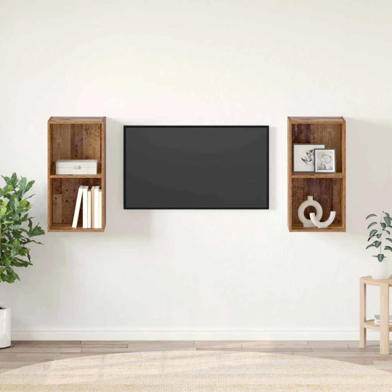 vidaXL Σετ επίπλου τηλεόρασης 2 pcs Παλιό Ξύλο 37 x 37 x 72 εκ