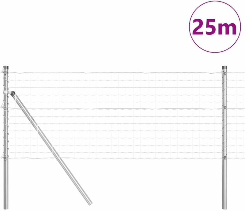 vidaXL Φράχτης με Στήλες. Γκρι 0.4 x 25 μ Ατσάλι