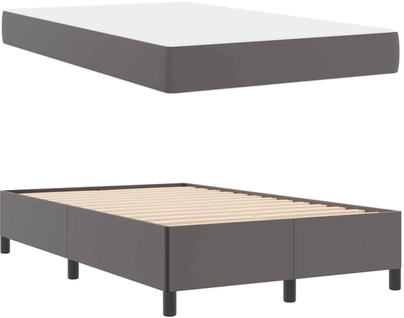 vidaXL Σκελετός Κρεβατιού με στρώμα Γκρι 120 x 190 cm ύφασμα