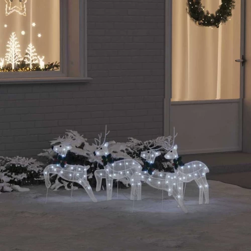 vidaXL LED Ρούντερ 4 pcs Λευκό ύφασμα