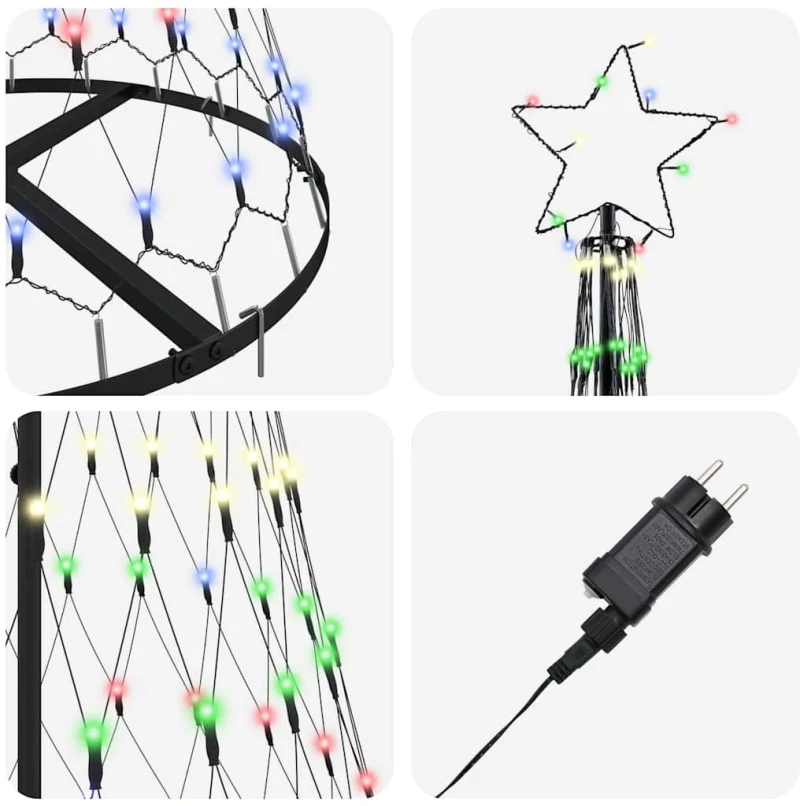 vidaXL LED Χριστουγεννιάτικο Δέντρο Πολύχρωμο 71 x 71 x 184.5 εκ