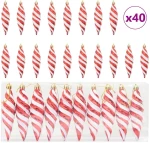 vidaXL Μπαλίτσα Χριστουγεννιάτικης Σπiral 40 pcs Κόκκινο Πλαστικό