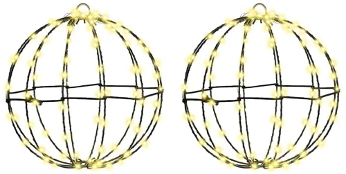 vidaXL Μπάλα με 192 LED 2 pcs Θερμό λευκό 30 cm Μέταλλο