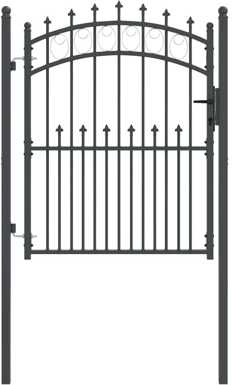 vidaXL Πύλη Φράχτη με Ακίδες Γκρι 150 x 100 cm