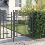 vidaXL Πύλη Φράχτη με Ακίδες Γκρι 150 x 100 cm